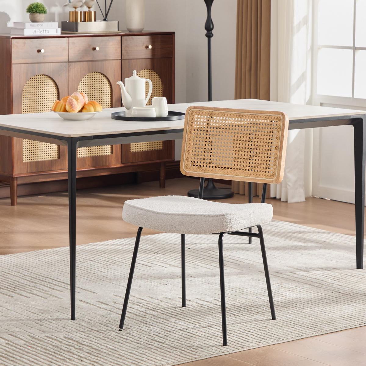 STÜHLE 2er-Set Esszimmerstuhl,Massivholz,Chenille,Beige - Beige, Textil (47/82/58cm) - LVHOM