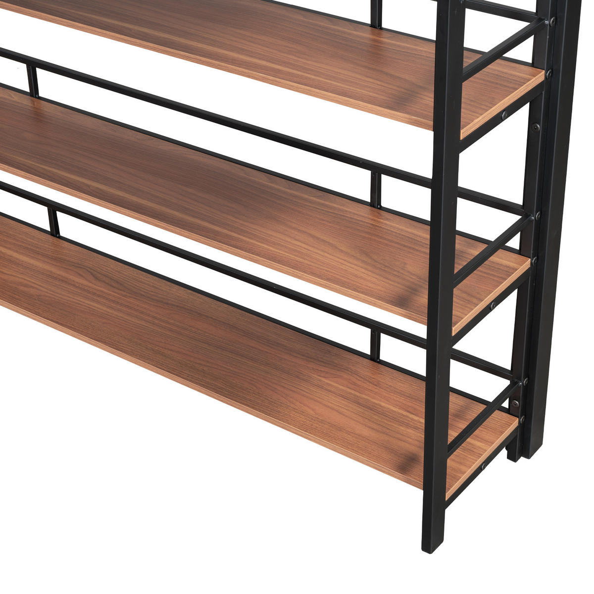 HOCHBETT 140x200 cm Treppe Schrank schwarz - Schwarz, Metall (140/200cm) - LEBENLANG