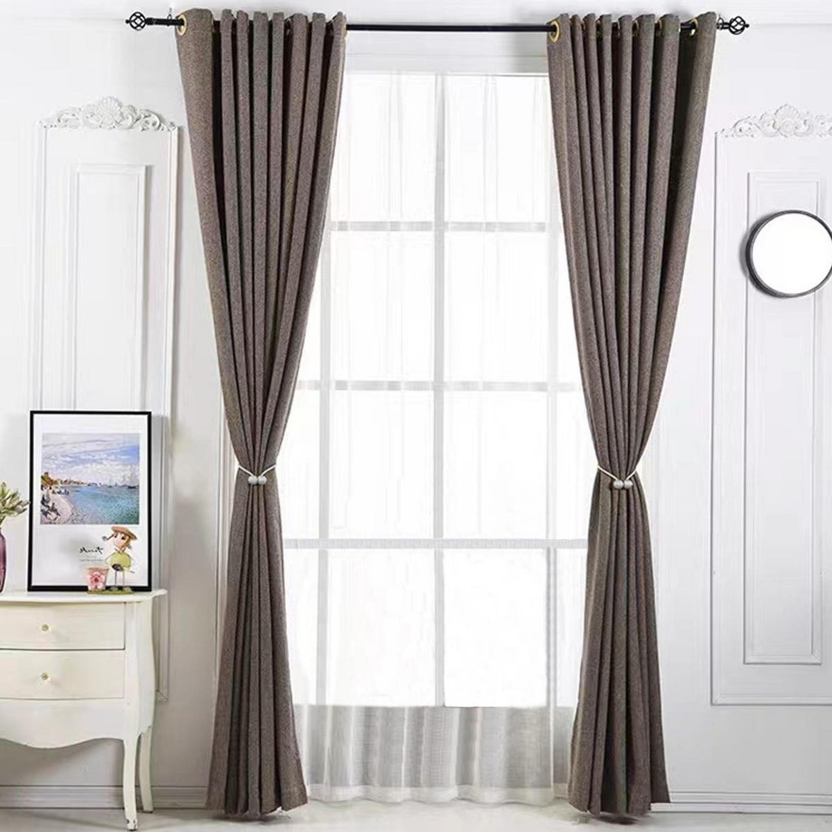 RAFFHALTER SET Gardinenklammer 40/3 cm (2-tlg.) - Grau, Kunststoff (3/3/41cm) - Intirilife