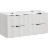 DOPPELWASCHTISCH Niva hängend geriffelt in Weiß Matt 121/59/46 cm - Multicolor/Weiß, Holzwerkstoff/Kunststoff (121/58.5/46cm) - WFL GROUP