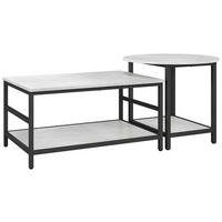 COUCHTISCH 2er-Set Beistelltisch, Kaffeetisch Satztisch mit Marmoroptik Stahl - Multicolor/Schwarz, Holzwerkstoff/Metall (80/54/41cm) - HOMCOM