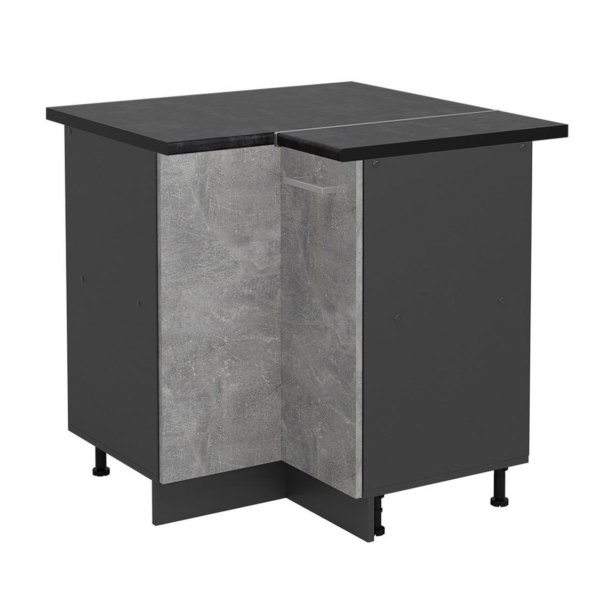 ECKUNTERSCHRANK R-Line Beton 75.6 cm , AP Anthrazit - Schieferfarben/Anthrazit, Holzwerkstoff (75.6/81.6/60cm) - Vicco