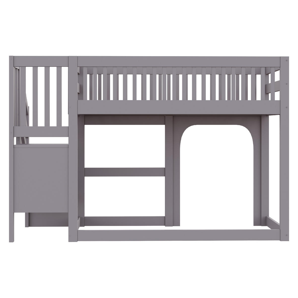 HOCHBETT 90/200 cm mit Stauraum und LED, DE-41584, in Grau - Grau, Holzwerkstoff (90/200cm) - ComfortXL