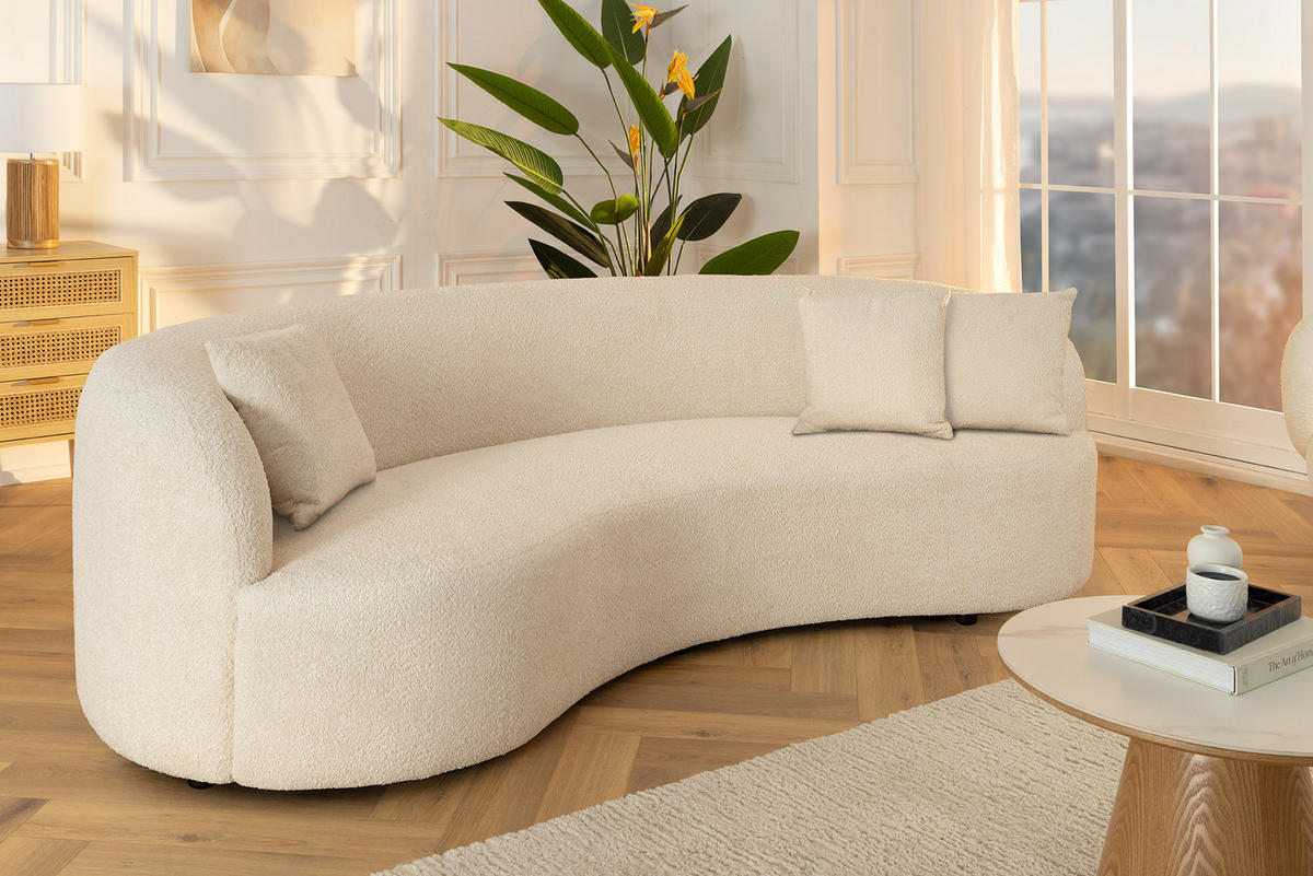 3-SITZER SOFA ATELIER Bouclé Beige 230 cm - Beige/Schwarz, Kunststoff/Textil (230/70/110cm) - riess-ambiente