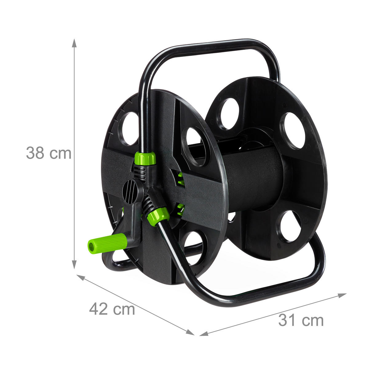 SCHLAUCHTROMMEL - Schwarz, Kunststoff/Metall (42/38/31cm) - Relaxdays