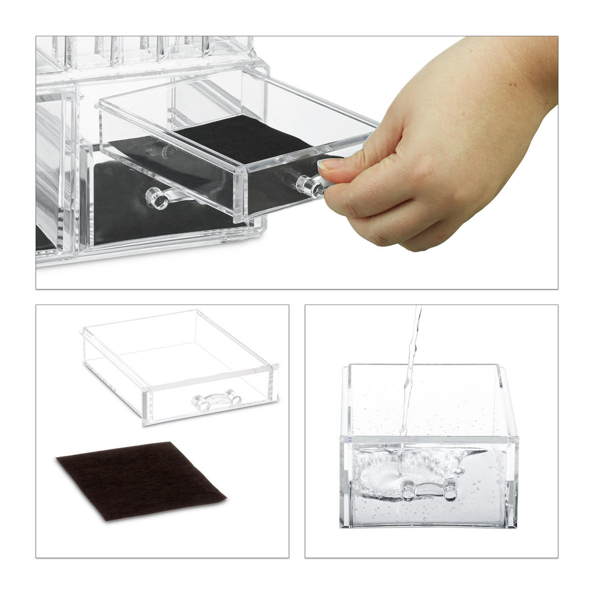 MAKE-UP Organizer - Transparent, Kunststoff (23.5/19/14cm) - Relaxdays