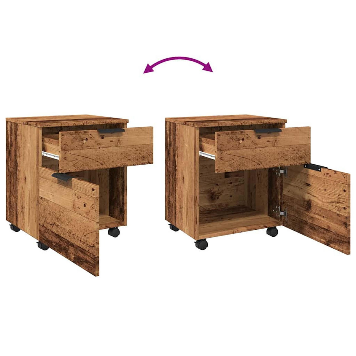 ROLLCONTAINER Mosab rollbar Altholz 45x38x54 cm - Zwetschgeholzfarben, Holz (45/54/38cm) - DELUKE