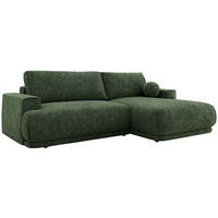 ECKSCHLAFSOFA RINA L Dunkelgrün Schenille grob gewebt - rechts - Dunkelgrün/Schwarz, Kunststoff/Textil (170/267cm) - MKS