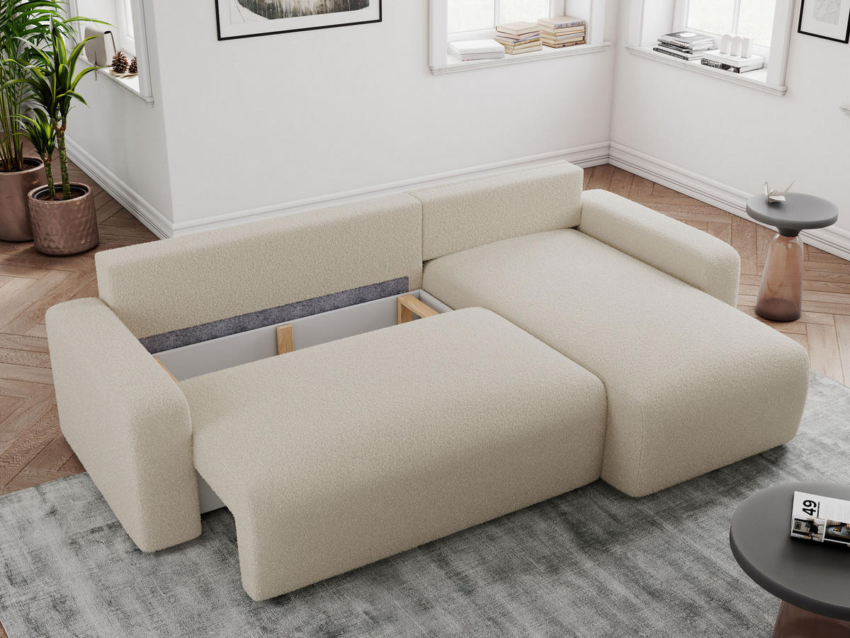 ECKSOFA ARGOS Beige Boucle - Beige/Schwarz, Kunststoff/Textil (245/150cm) - MKS