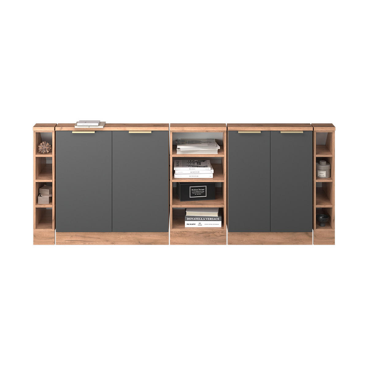 ŠATNÍ SESTAVA PRO ŠIKMÉ STŘECHY Rion Antracitově zlatý - antracitová, kompozitní dřevo (210/81.6/46cm) - Vicco