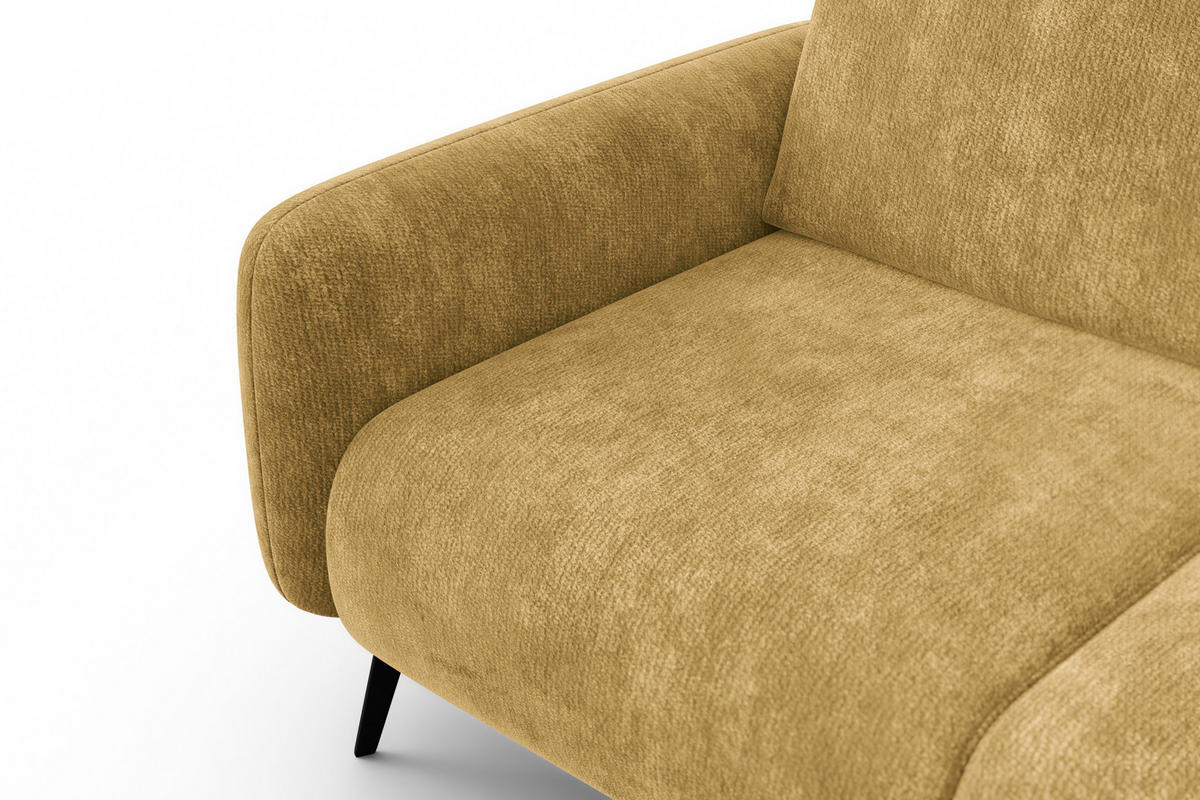 SOFA FEBE 2-Sitzer, safranfarbener Chenille-Stoff - Gelb/Schwarz, Holz/Textil (160/82/96cm) - Wozimo