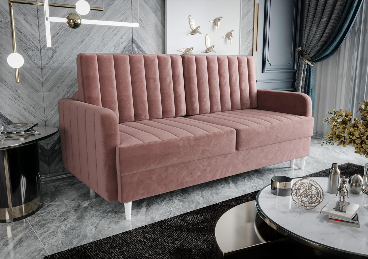 SCHLAFSOFA KONGO 08, Sofa mit Schlaffunktion, Farbe: Rosa, Velourstoff - Rosa, Textil (222/100/100cm) - O-Sofa