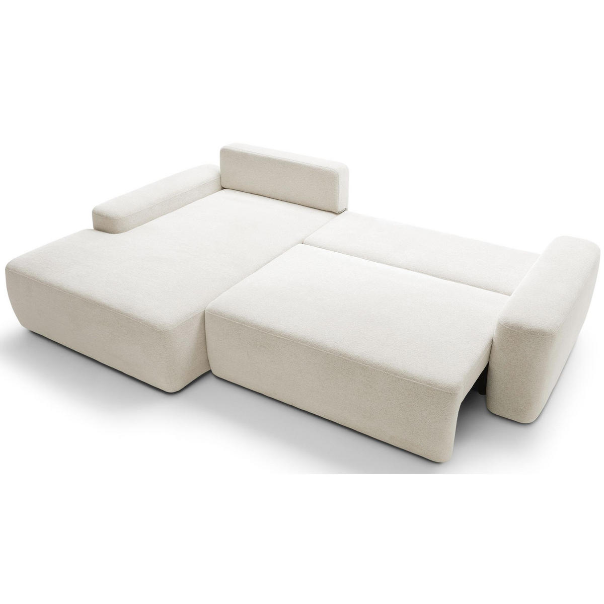 ECKSOFA Baleo Creme Chenille-Bezug - Creme/Schwarz, Kunststoff/Textil (264/162cm) - Selsey