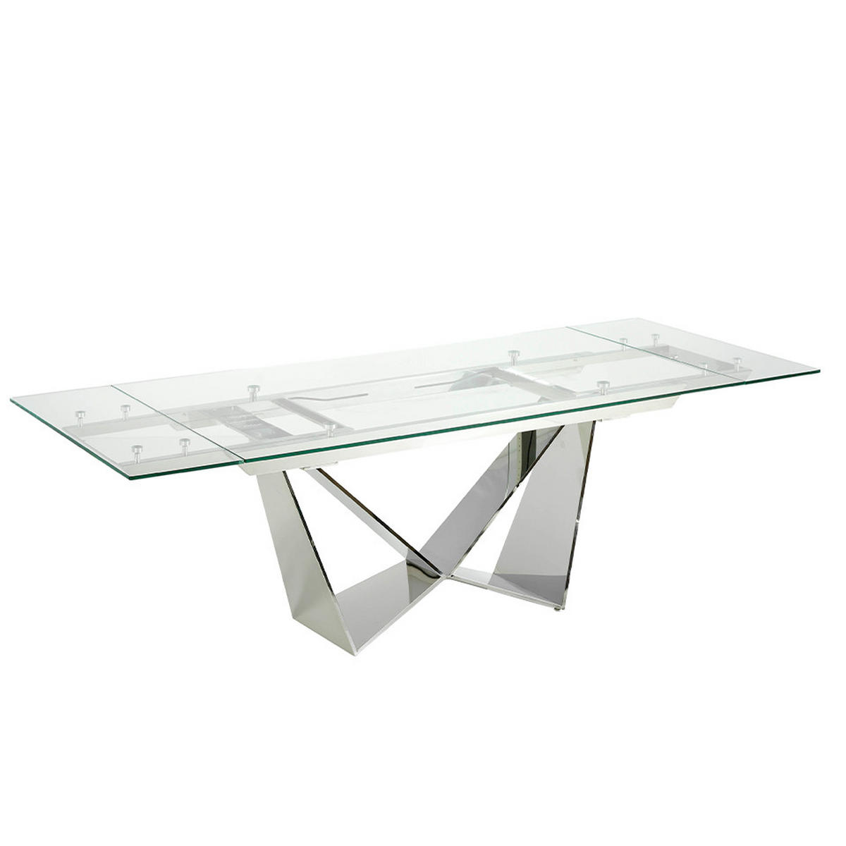 ESSTISCH Rechteckig Glas Stahl 160/90/75 cm - Edelstahlfarben/Transparent, Metall (90/160/75cm) - ANGEL CERDA