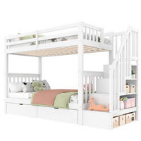 ETAGENBETT 90/200 cm Weiß mit Treppenregal und 2 Schubladen - Weiß, Holz (90/200cm) - Flora Grace