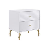 NACHTTISCH mit 2 Schubladen – Weiß – LOUREO - Weiß, Holz (55/58/40cm) - Vente-Unique