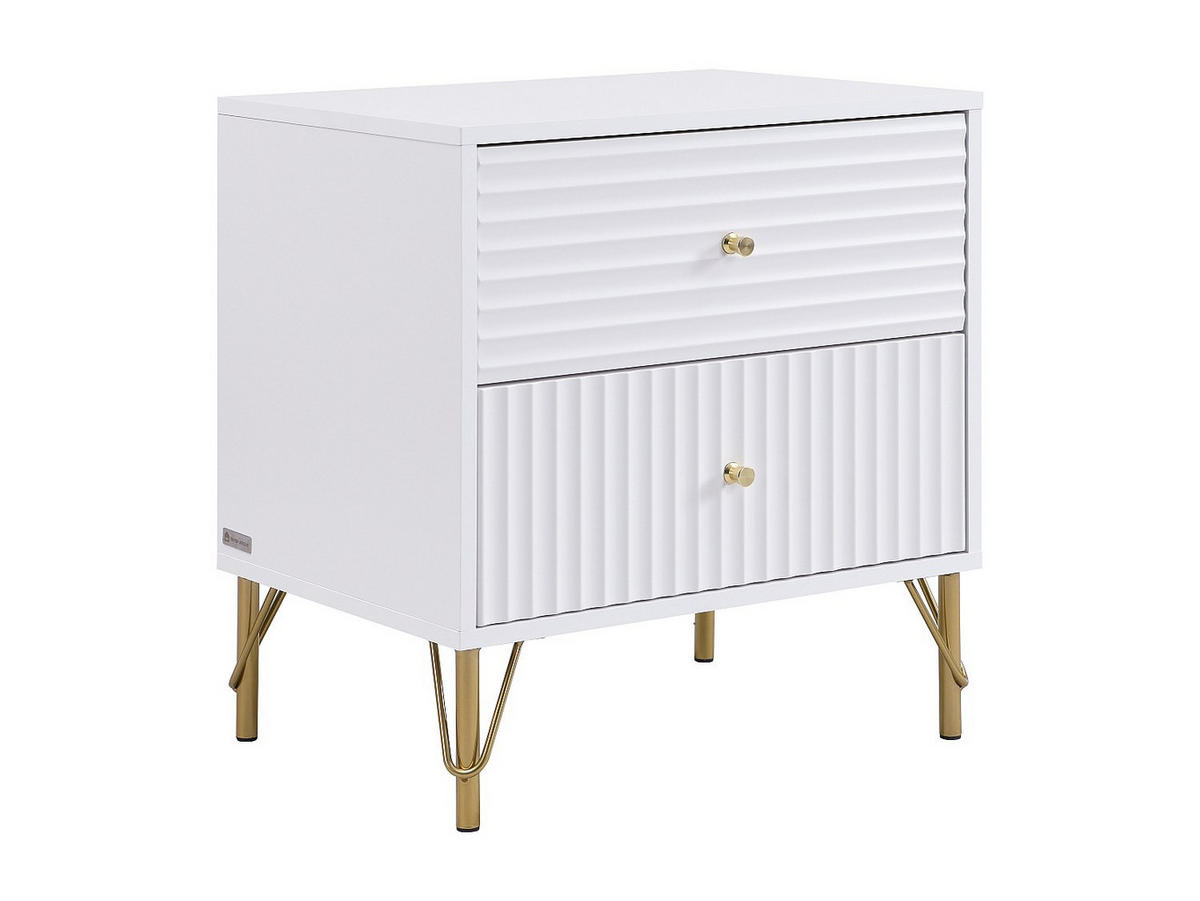 NACHTTISCH mit 2 Schubladen – Weiß – LOUREO - Weiß, Holz (55/58/40cm) - Vente-Unique