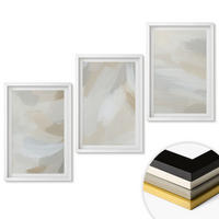 WANDBILDER 3er-Set - 40x60 cm Weißer Rahmen - Abstrakter Pinselhintergrund - Weiß, Kunststoff (40/60cm) - ArtPrintCave