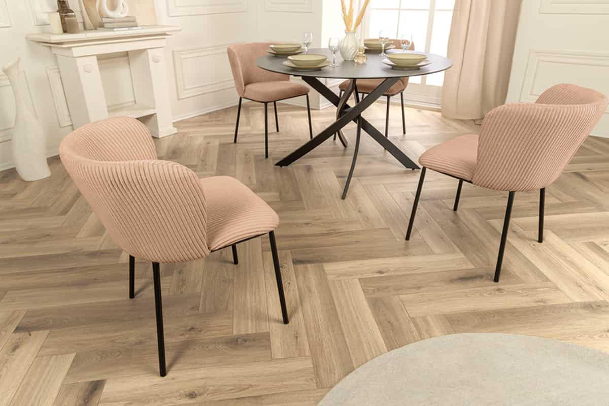 STUHL LYON Cord Rosa 75 cm - Schwarz/Rosa, Textil/Metall (54/75/58cm) - riess-ambiente