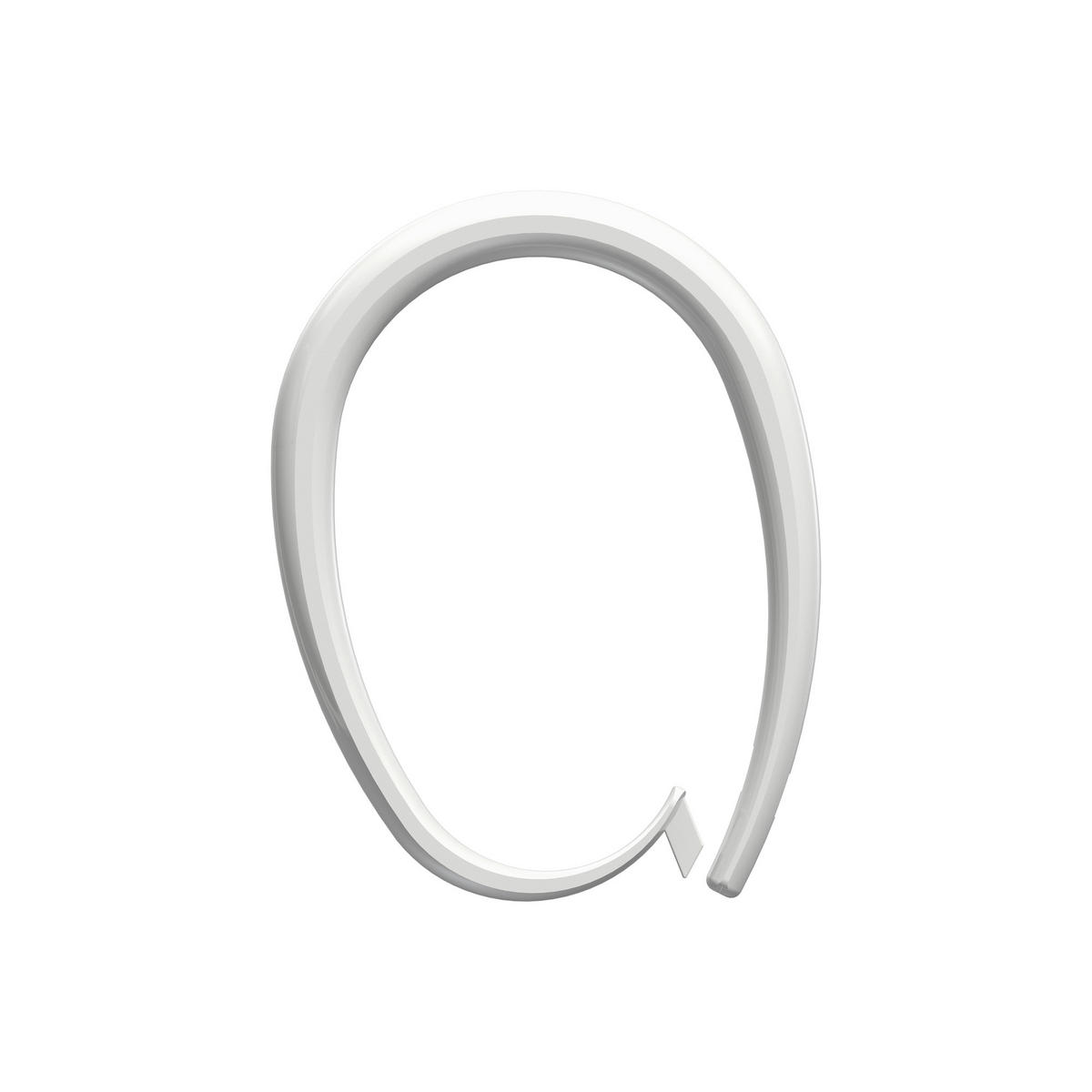 DUSCHVORHANGRINGE verschließbar 65/49 mm für Duschvorhangstange/Spannstange, Weiß, Packung 10 Stück - Weiß, Kunststoff (35cm) - INTERDECO