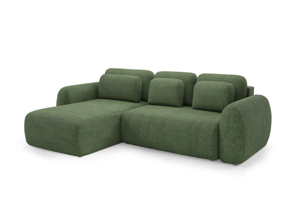 ECKSOFA Gaston Mit Schlaffunktion - Grün, Holzwerkstoff/Textil (304/190cm) - Fun Möbel