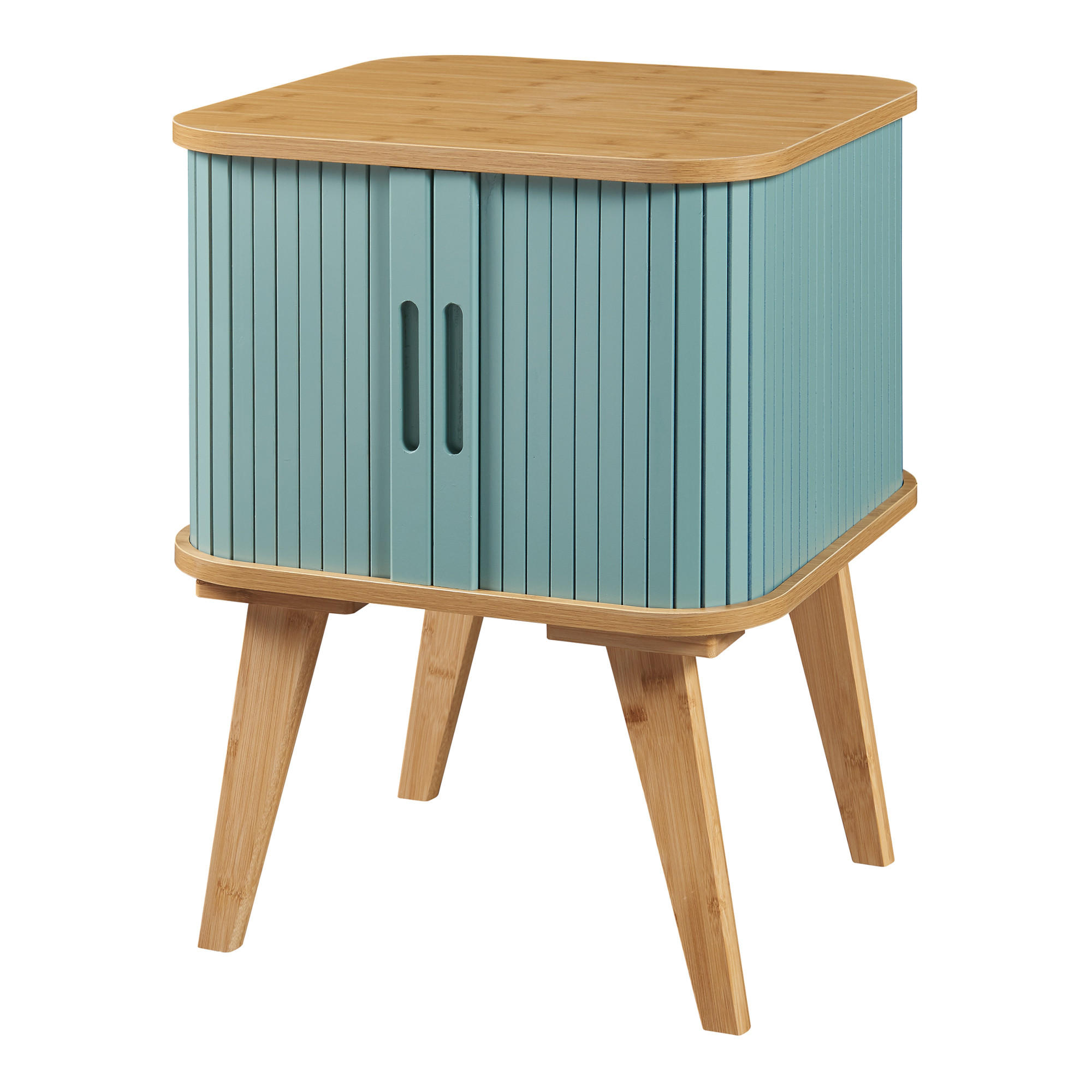 BEISTELLTISCH Tysvær - Blau/Naturfarben, Holz/Bambusholz (45/45/58.5cm) - [en.casa]
