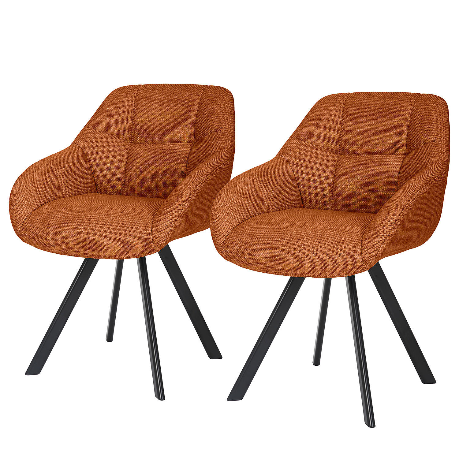 POLSTERSTUHL 2ER-SET - Metall / Textil - Rot, Textil/Metall (57/83/65cm) - home24