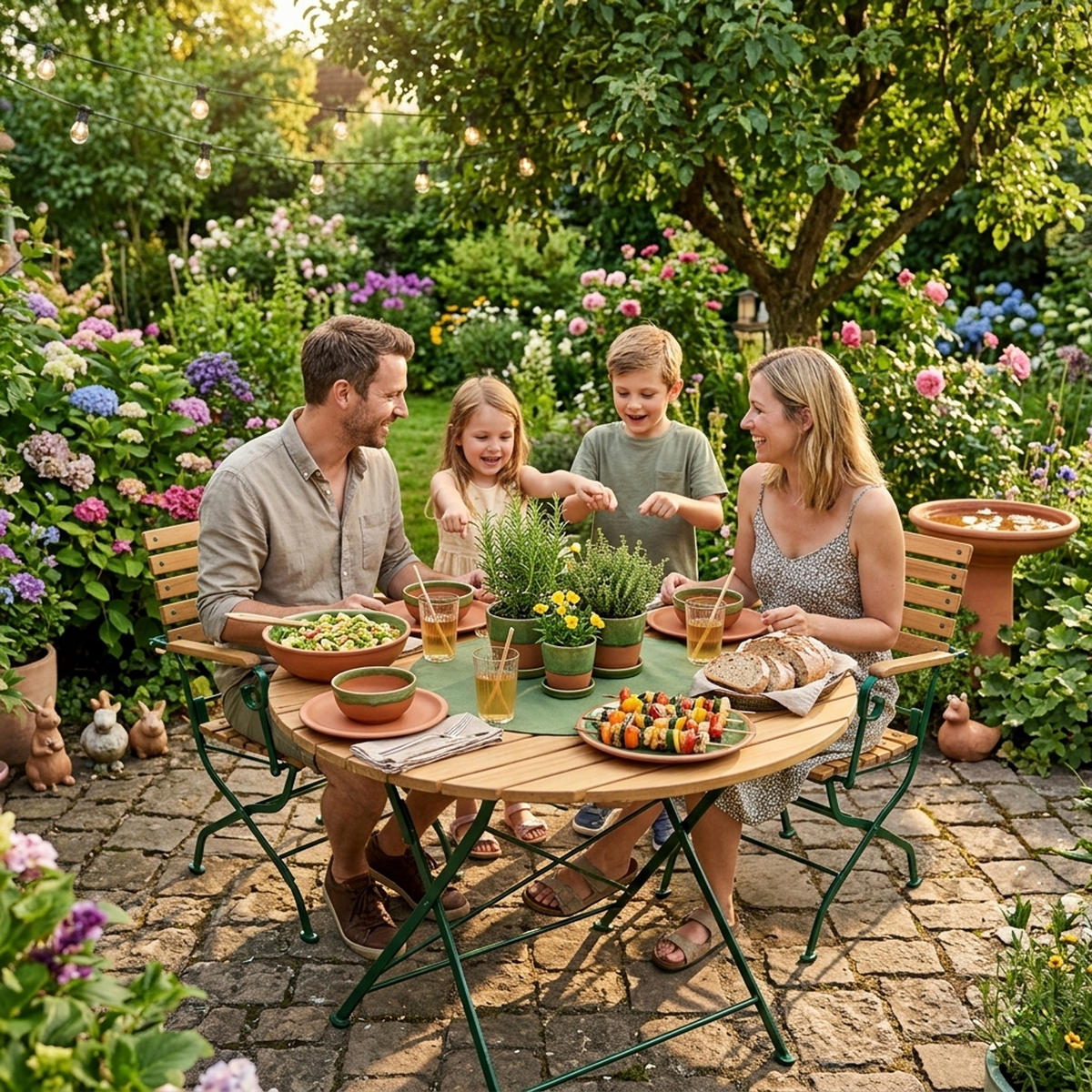 SITZGRUPPE Bad Belzig 3-teilig, Gartenset für 2 Personen - GartenSitzgruppe - Flachstahl - Robinienholz dunkelgrün - Grün, Holz - TPFGarden