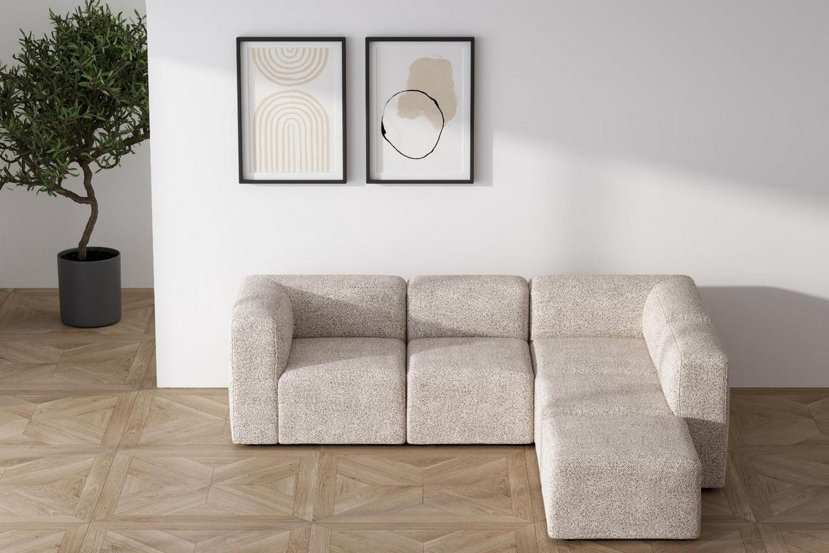 CHAISELONGSOFA Cubic Stoff Beige - Beige, Textil (257/257cm) - ebuy24