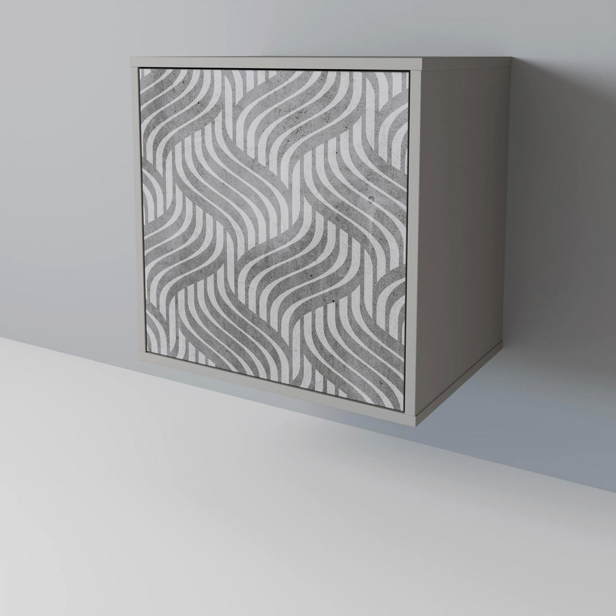 SIDEBOARD CONCRETE MOVEMENT, Grau, 57,5x42x70,5 cm, Schwarze Metall-Sternfüße - Multicolor/Schwarz, Holzwerkstoff/Metall (57.5/70.5/42cm) - SpaceRebels
