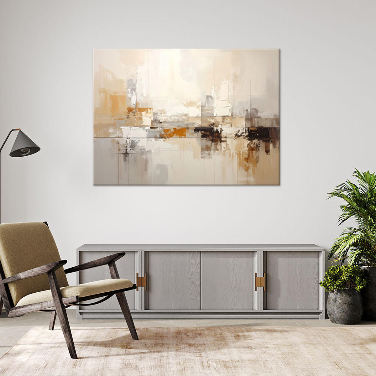LEINWANDBILD, Beigefarbene moderne Abstrakt - Beige, Textil (60/40cm) - Feeby