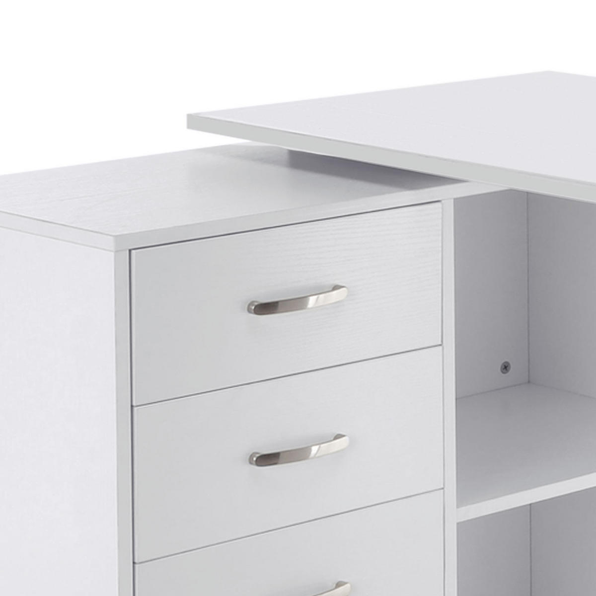 SCHREIBTISCH DE-14925 Eck- oder gerade nutzbar Weiß - Weiß, Holzwerkstoff (162/50/76cm) - ComfortXL