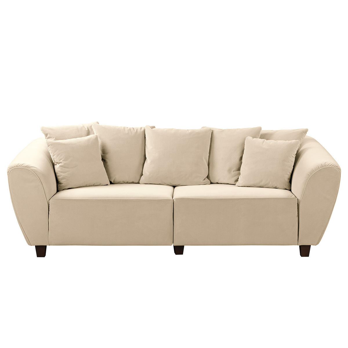 BIGSOFA - Creme/Braun, Holz/Textil (250/80/125cm) - home24