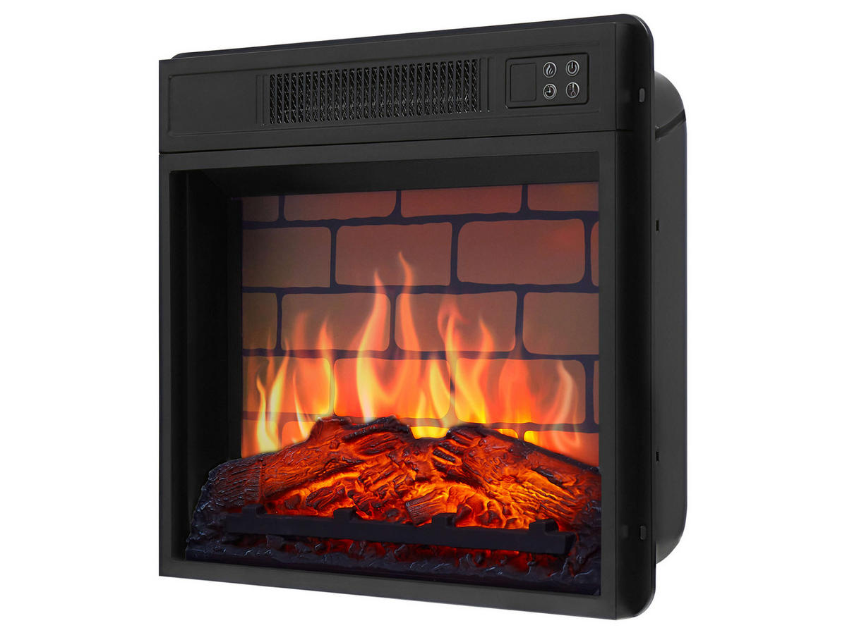EINBAU-ELEKTROKAMINEINSATZ AF18B – Breite 58 cm, 3D-Flammeneffekt, LED-Beleuchtung, Heizfunktion - Schwarz, Glas/Metall (48.7/44.5/13cm) - ArtiFlame