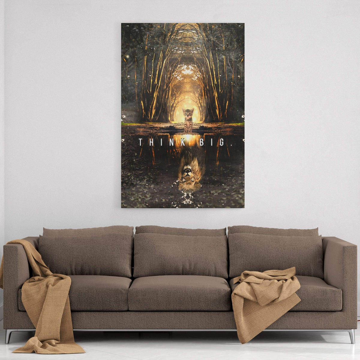 WANDBILD XXL "Think Big" - 80 x 120 cm - Weiß, Textil (80/120cm) - Hustling Sharks