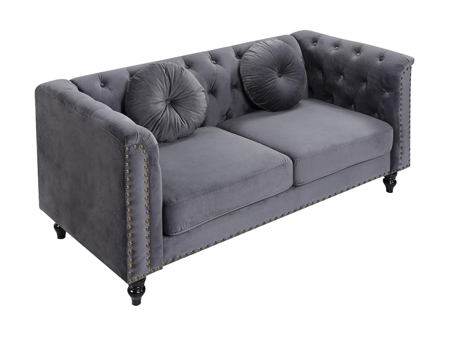 SOFA 2-Sitzer - Samt - Anthrazit - TURNER - Anthrazit, Textil (163/79/77cm) - Vente-Unique