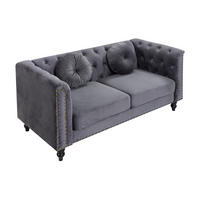SOFA 2-Sitzer - Samt - Anthrazit - TURNER - Anthrazit, Textil (163/79/77cm) - Vente-Unique