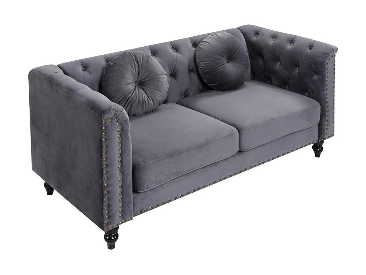 SOFA 2-Sitzer - Samt - Anthrazit - TURNER - Anthrazit, Textil (163/79/77cm) - Vente-Unique