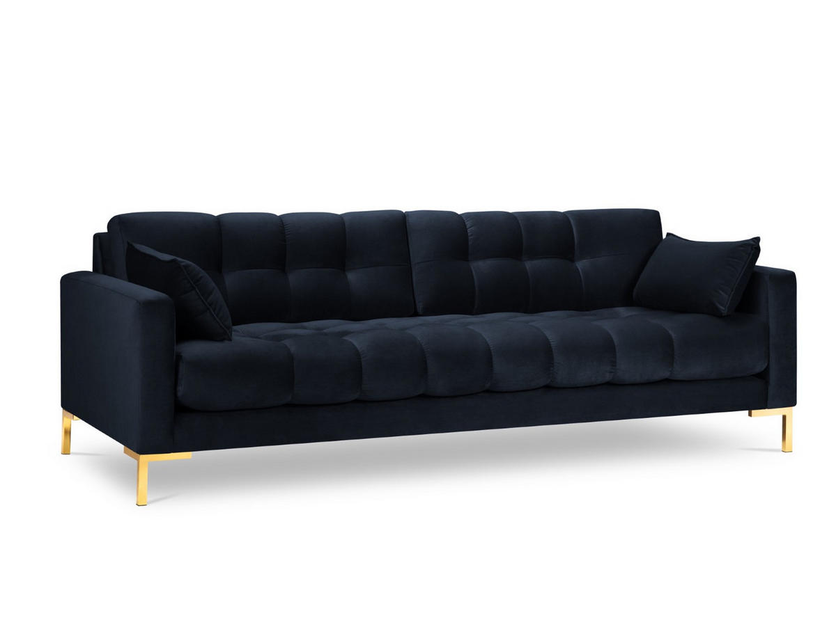 SOFA Mamaia aus Samt dunkelblau 4 Sitzplätze - Dunkelblau, Textil (92/75/217cm) - Micadoni