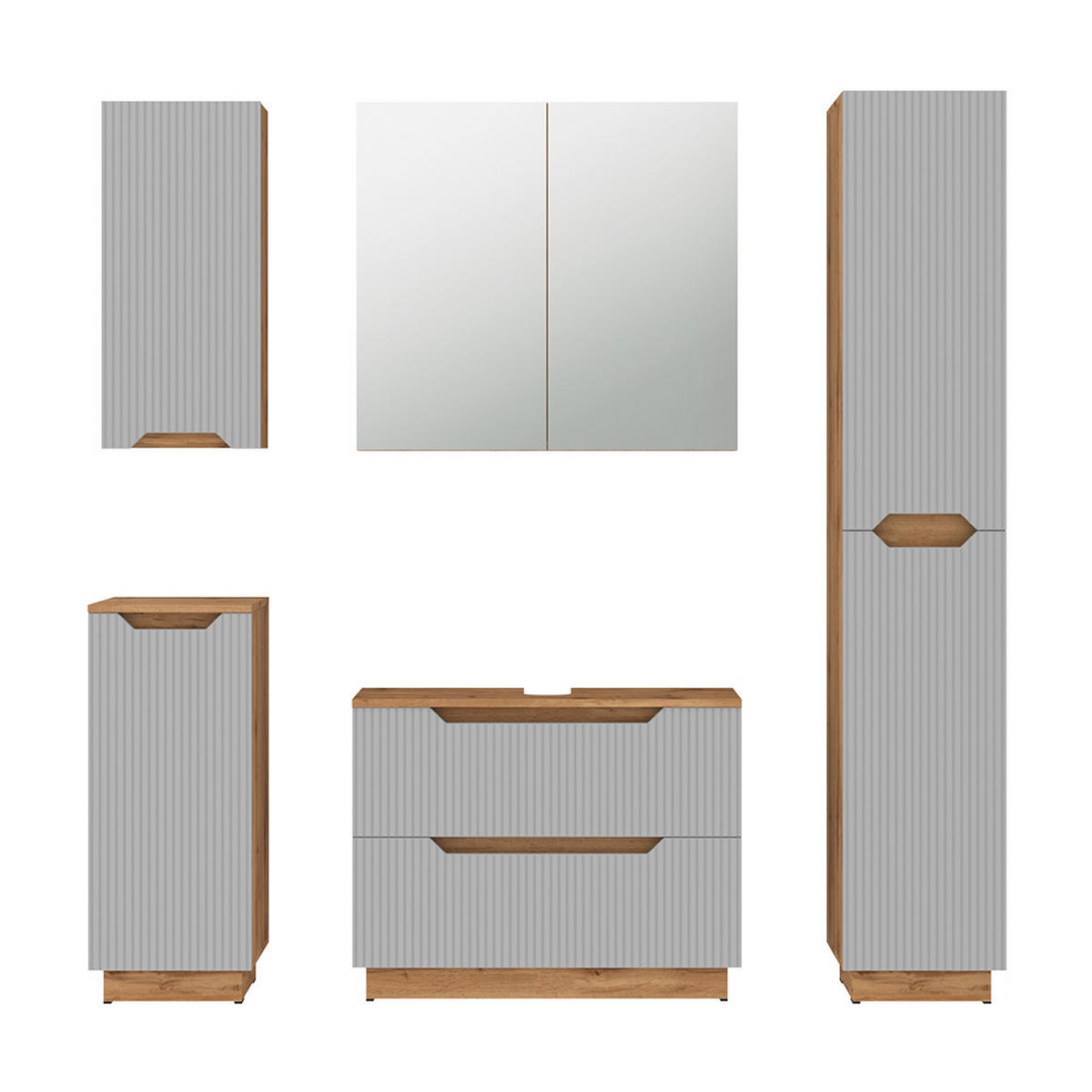 KOUPELNOVÝ NÁBYTEK Lotta Dubový/šedý pruhovaný - šedá/barva dubu, kompozitní dřevo (79.6/62.1/32cm) - Vicco
