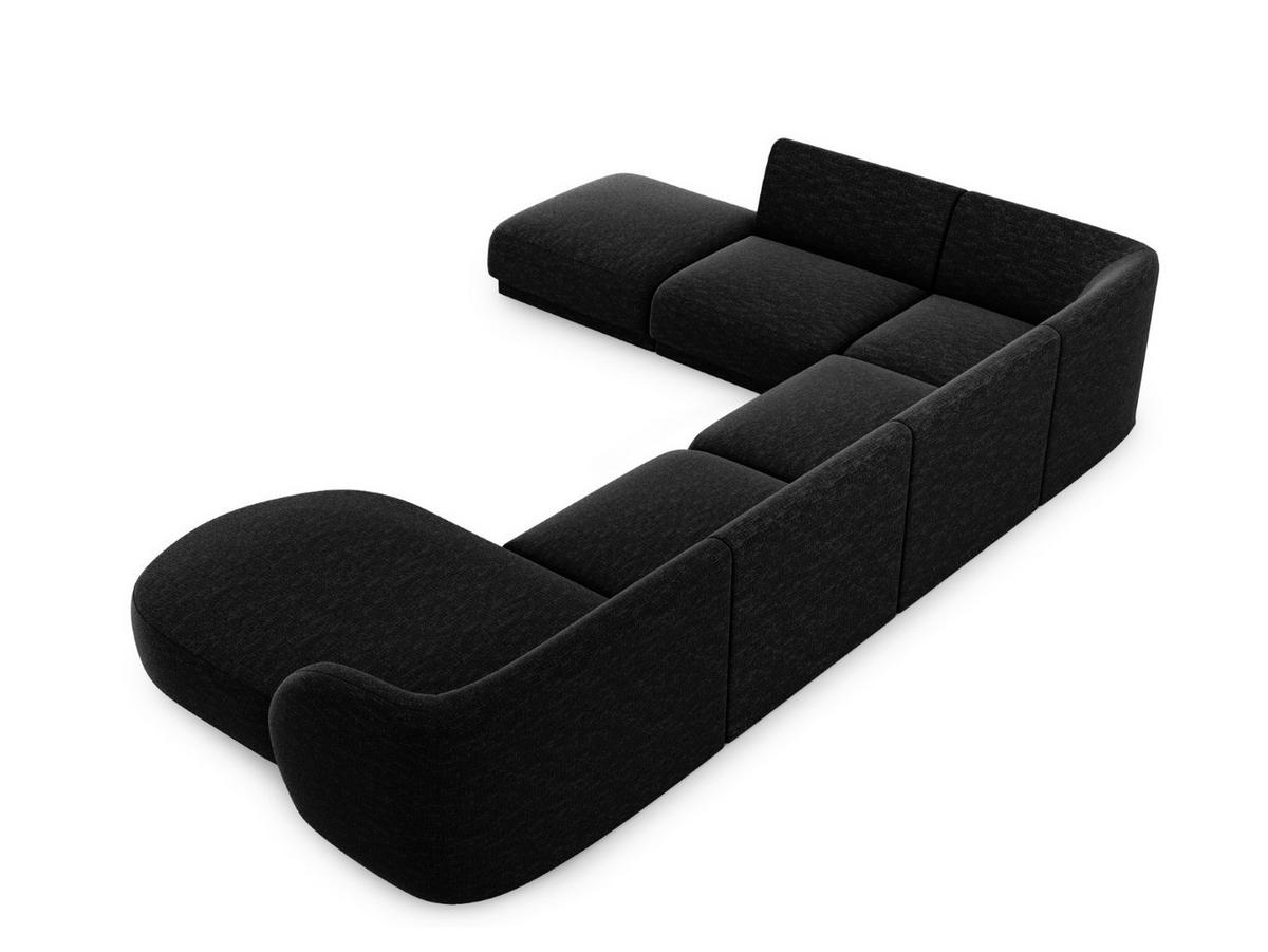 PANORAMASOFA links Miley aus Chenille-Stoff schwarz 6 Sitzplätze - Schwarz, Textil (255/70/330cm) - Micadoni