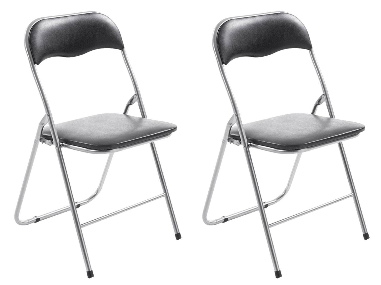 KLAPPSTUHL 2er Set Kunststoff schwarz/silber - Silberfarben/Schwarz, Kunststoff/Textil (45/78/45cm) - CLP