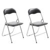 KLAPPSTUHL 2er Set Kunststoff schwarz/silber - Silberfarben/Schwarz, Kunststoff/Textil (45/78/45cm) - CLP