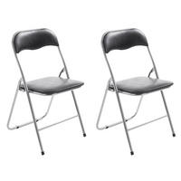 KLAPPSTUHL 2er Set Kunststoff schwarz/silber - Silberfarben/Schwarz, Kunststoff/Textil (45/78/45cm) - CLP