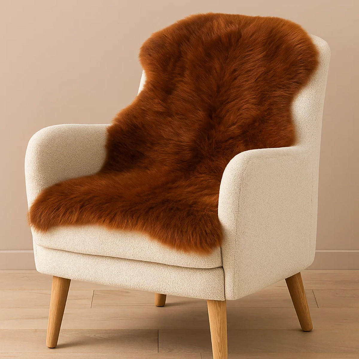 SCHAFFELL Natur Lammfell Weich Flauschig Wohnteppich, Braun, ca. 110 cm - Braun, Fell (60/110cm) - Provellus