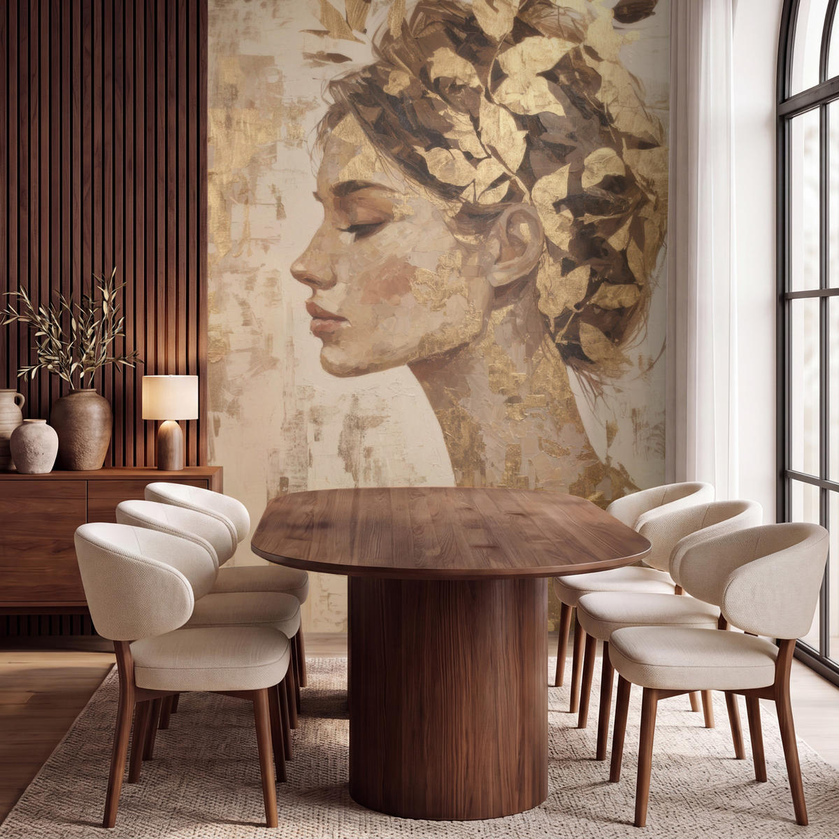 TAPETE - Frau - Gold - Abstrakt - Textur - 200x280 cm - Goldfarben, Papier (200/280cm) - OnlyWow