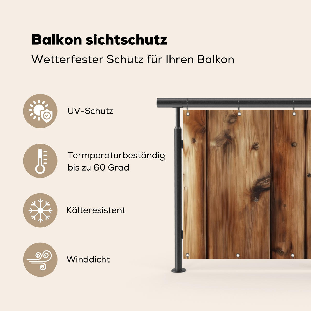 BALKON-SICHTSCHUTZ Holz - Regale - Braun - Buchefarben, Kunststoff (300/130cm) - MuchoWow