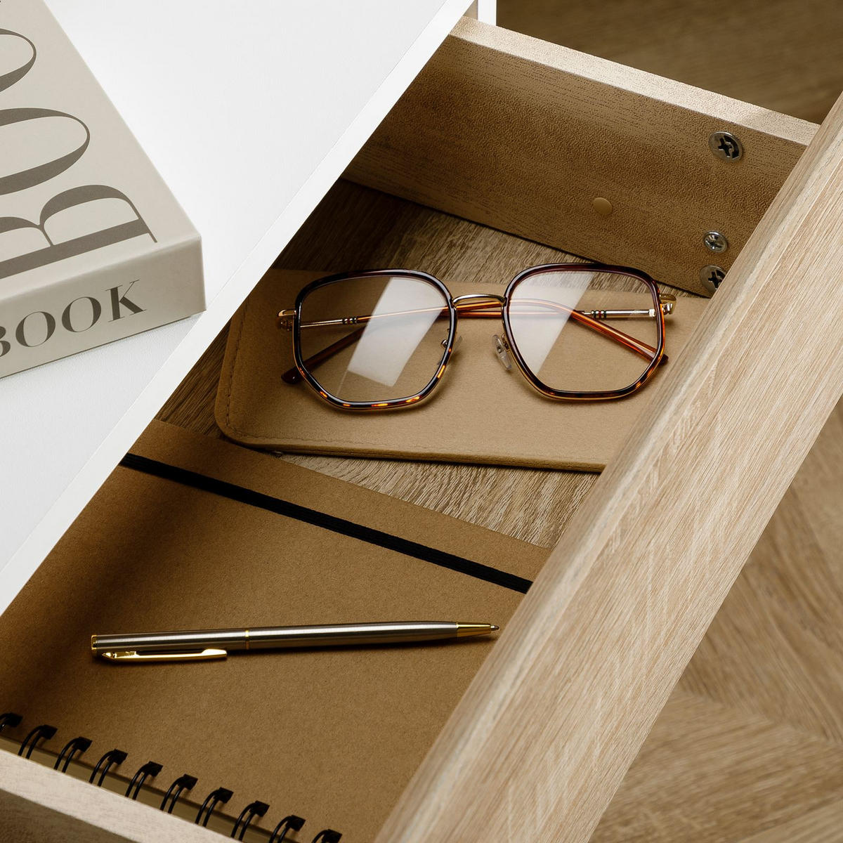 HÄNGENDER NACHTTISCH ANNE - Weiß/Sonoma Eiche, Holzwerkstoff (42/14/30cm) - CARO-Möbel