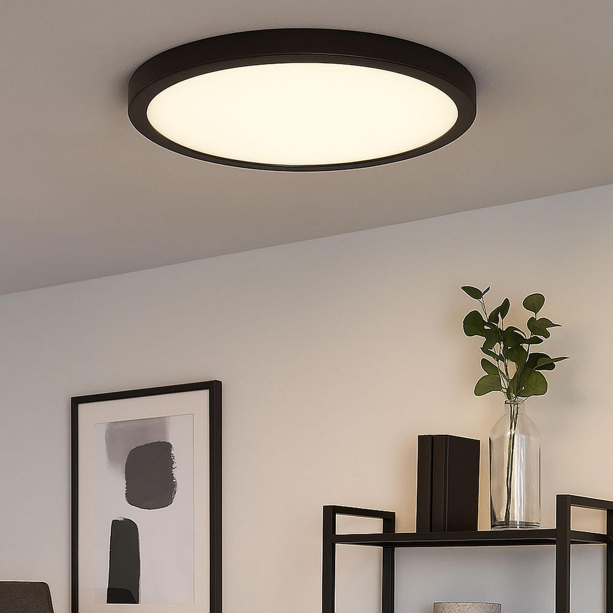 LED DECKENLEUCHTE Schwarz Aufbaulampe - Schwarz, Metall (40/40/3.6cm) - Briloner