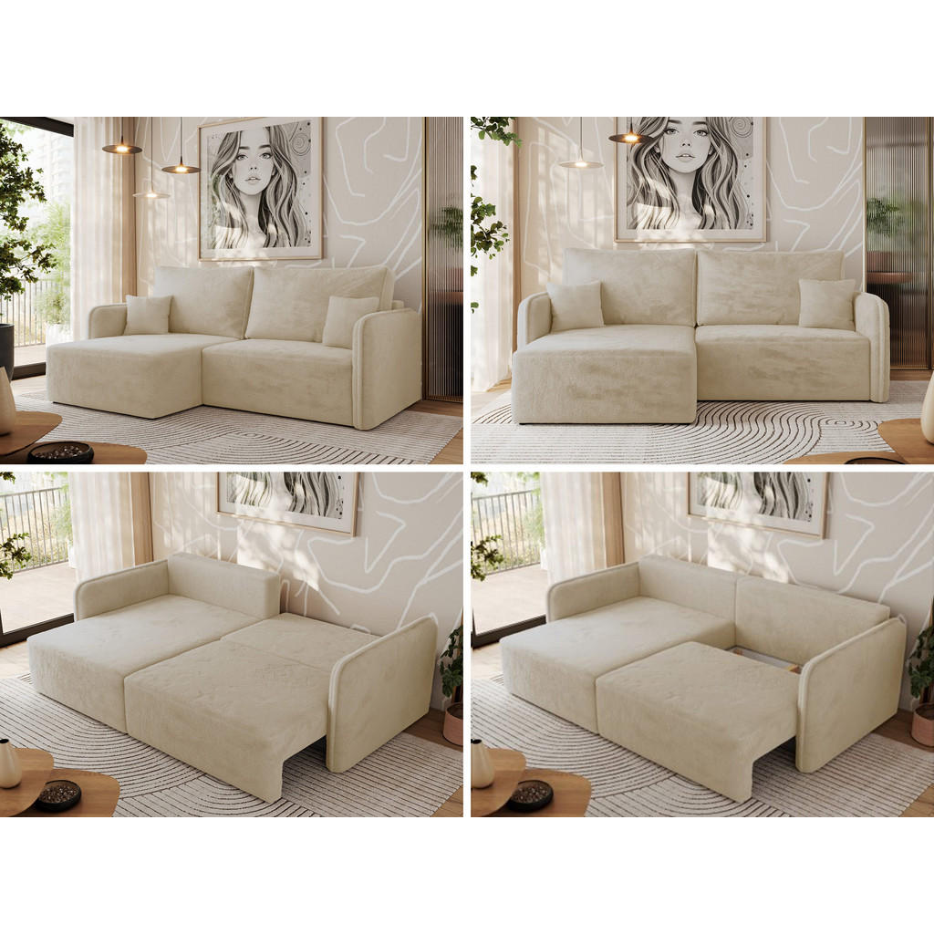 Thumbnail - MKS Eckschlafsofa, Creme, Textil, 3-Sitzer, L-Form,L-Form, 227x147 cm, Oeko-Tex®, Wohnzimmer, Sofas & Couches, Wohnlands...